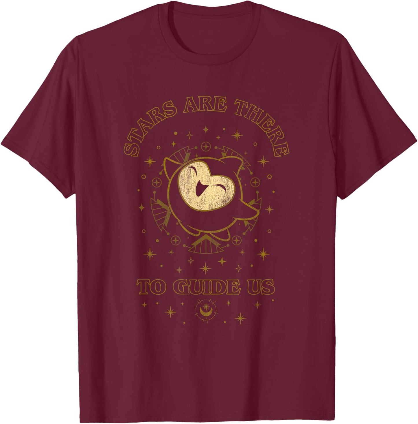 Disney Wish Stars are There to Guide Us Gold Line Art Logo T-Shirt - T-Shirt | Maroon