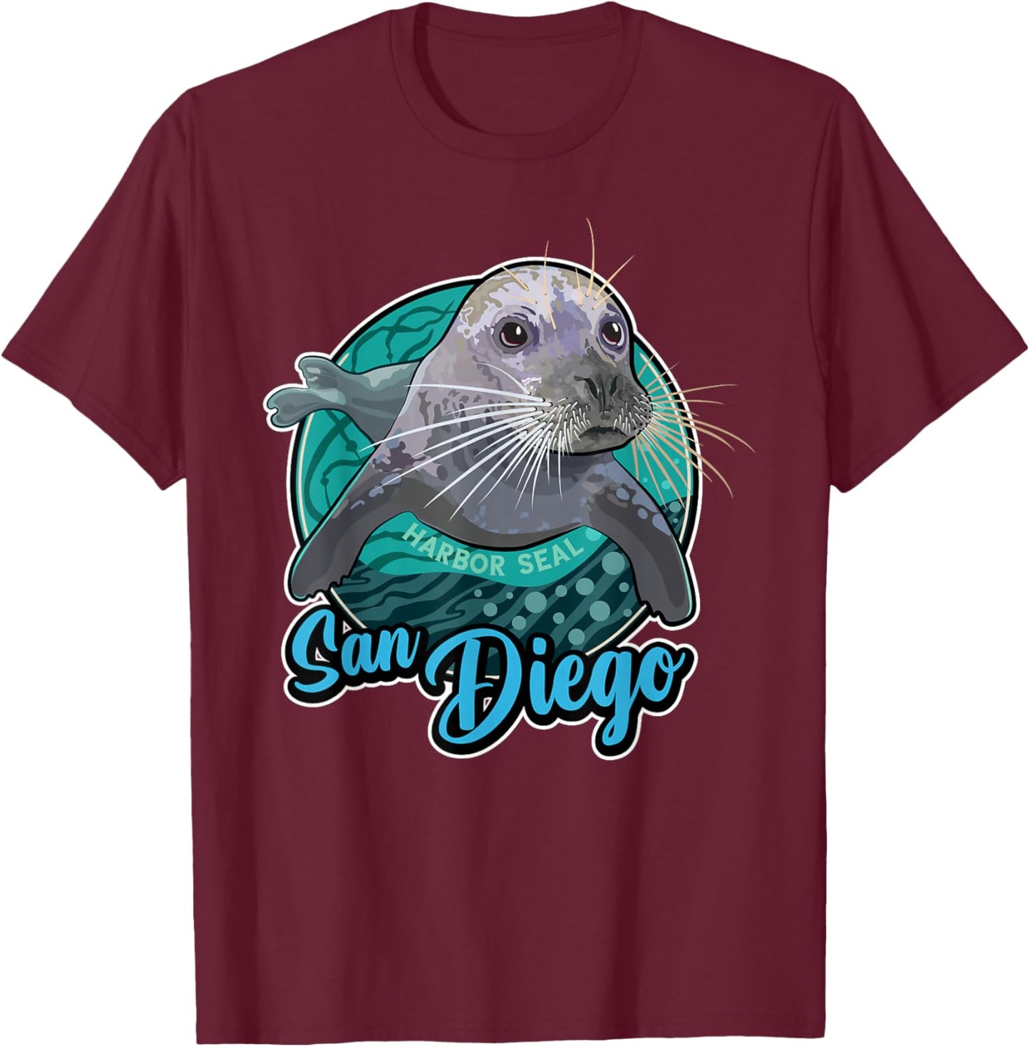 Pacific Harbor Seal at San Diego T-Shirt - T-Shirt | Maroon