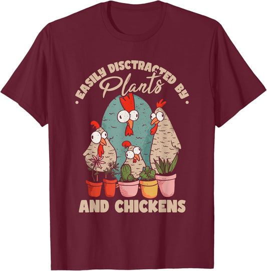 Funny Farming Gardening Plant Garden Chicken Plants T-Shirt - T-Shirt | Maroon