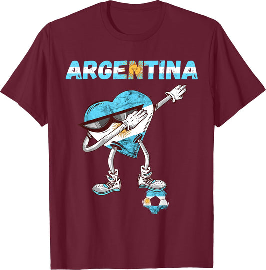 Argentinian Soccer Team Heart Sun Of May Argentina Flag T-Shirt - T-Shirt | Maroon