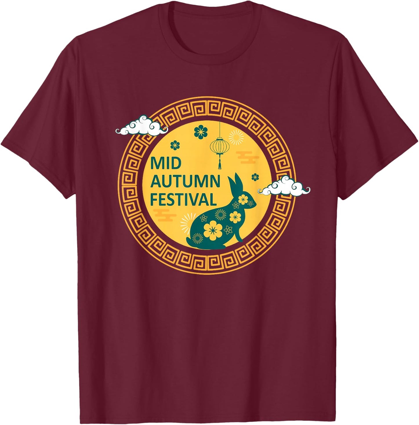 Funny Rabbits Mooncake Chinese New Year Mid Autumn Festival T-Shirt - T-Shirt | Maroon