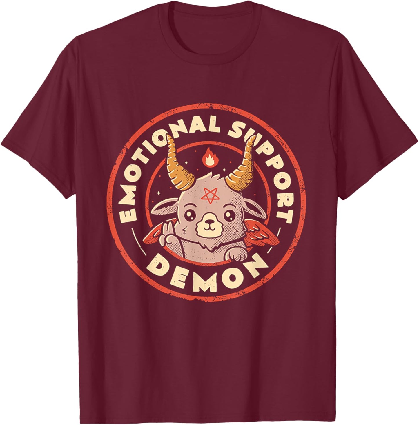 Emotional Support Demon T-Shirt - T-Shirt | Maroon