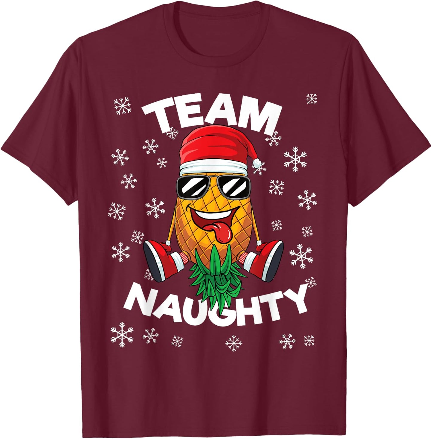 Christmas Upside Down Pineapple Team Naughty Santa Swinger T-Shirt - T-Shirt | Maroon