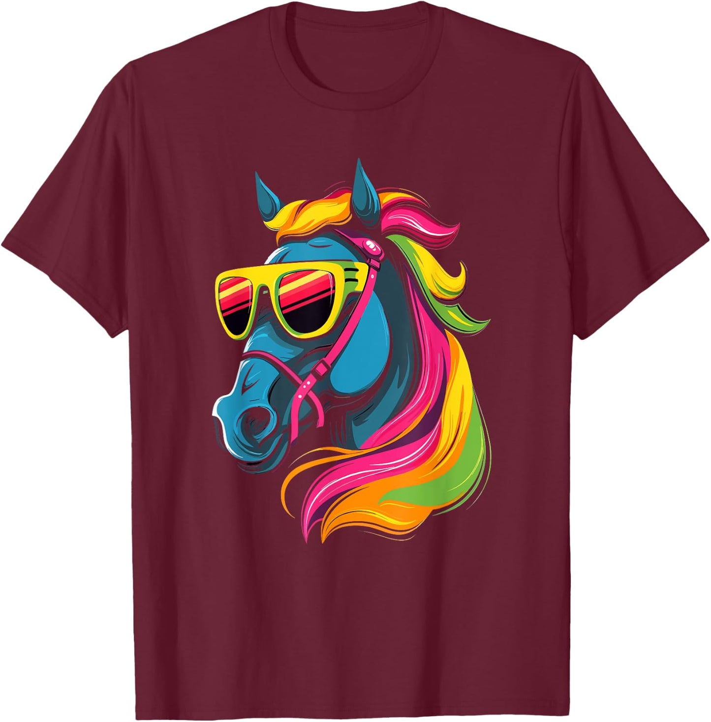 Funny Horse Racing Cool Sunglasses KY Derby Jockey Costume T-Shirt - T-Shirt | Maroon