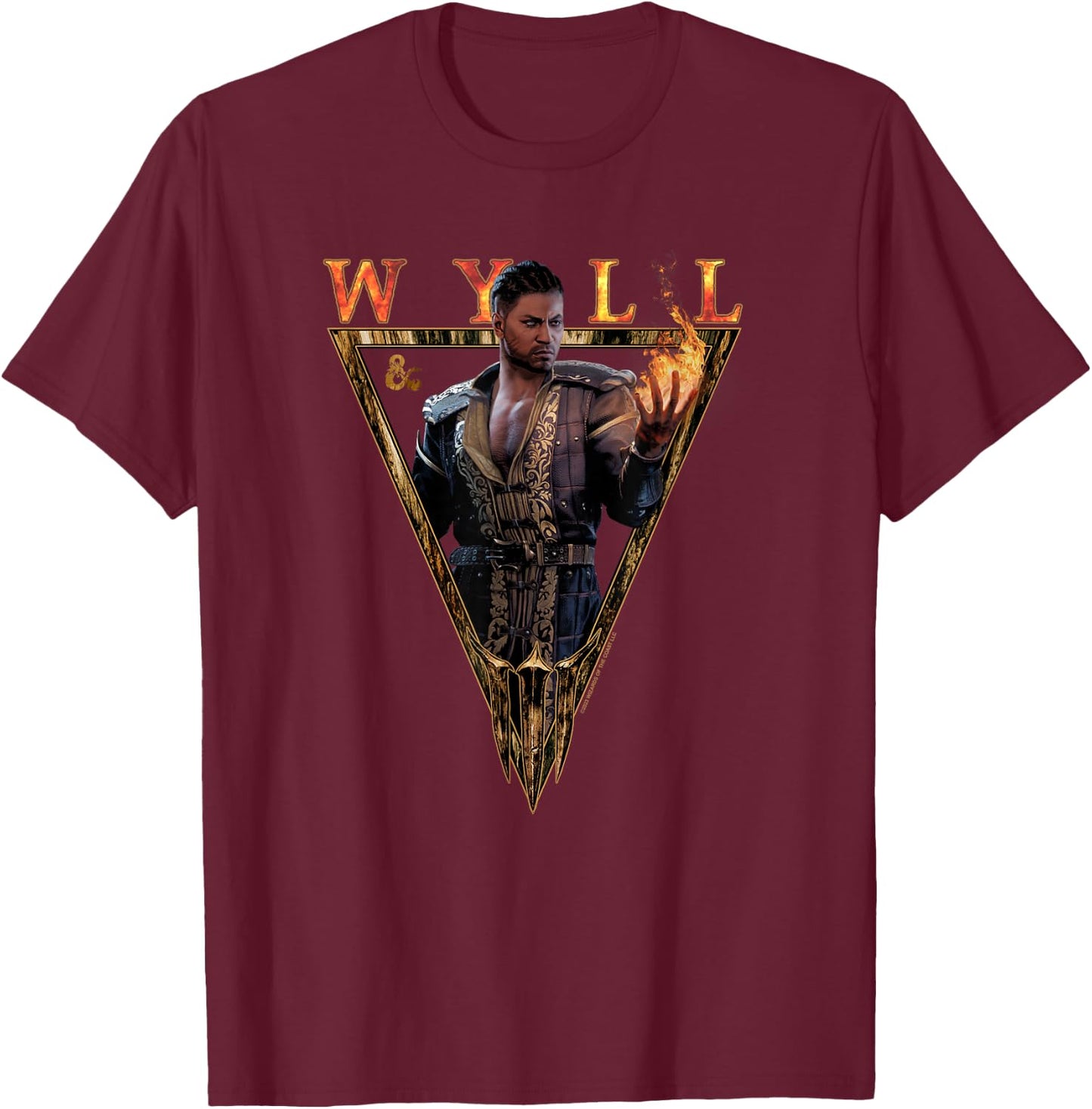 Dungeons & Dragons Baldur's Gate III Wyll Fiery Demon T-Shirt - T-Shirt | Maroon