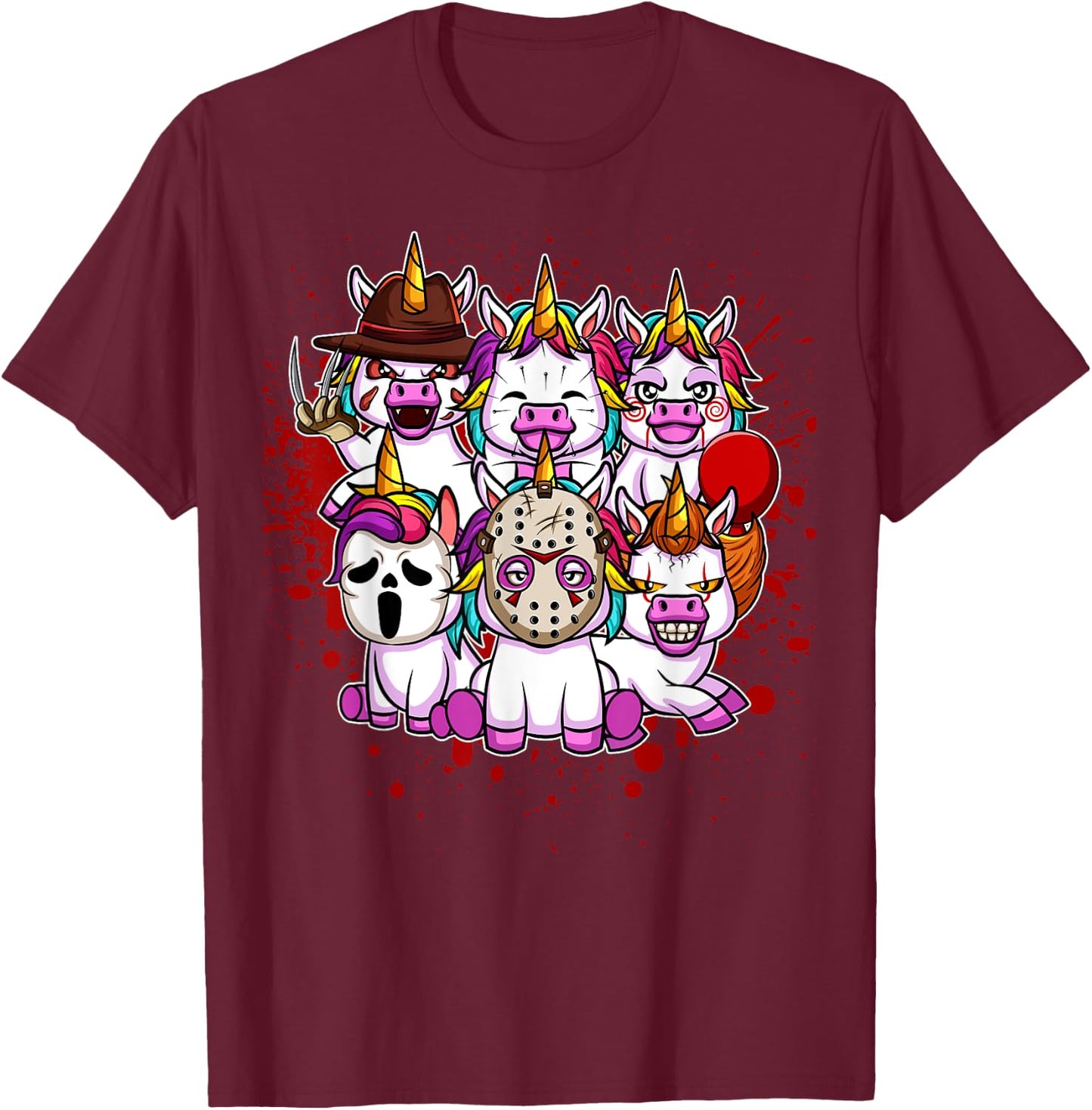 My Little Horror Crew - Halloween Unicorns T-Shirt - T-Shirt | Maroon