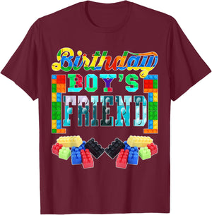 Building Brick Blocks Friend Of Birthday Boy B-day Builder T-Shirt - T-Shirt | Maroon