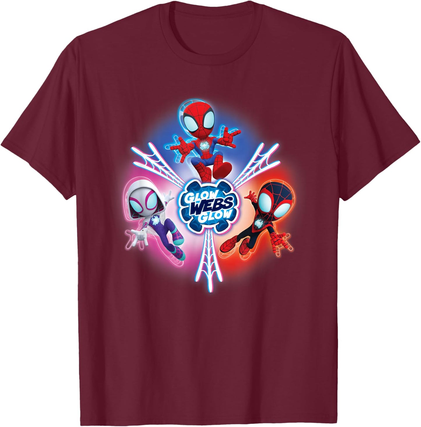 Marvel Spidey and His Amazing Friends Glow Webs Glow Icon T-Shirt - T-Shirt | Maroon
