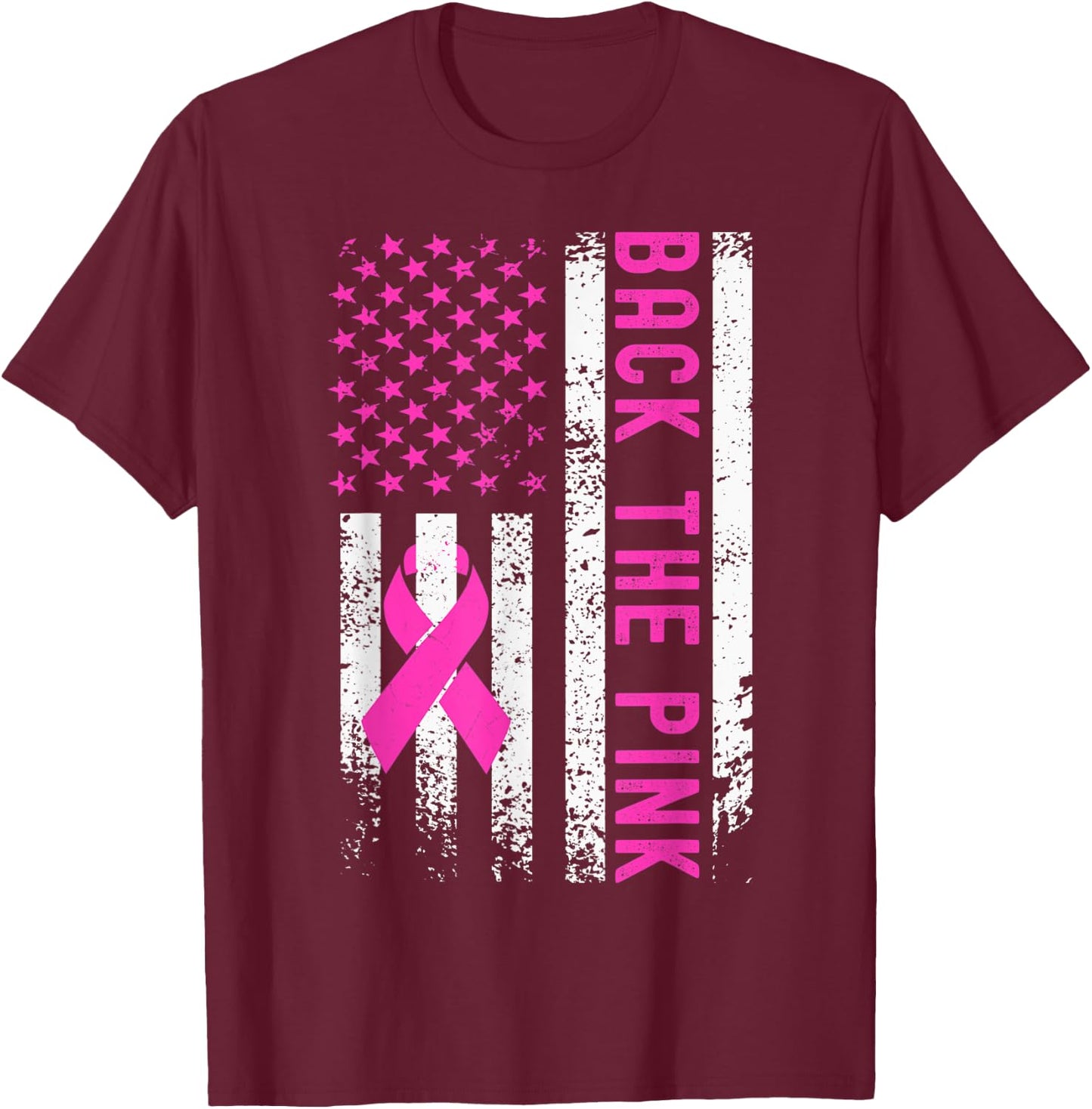 Back The Pink Breast Cancer Awareness T-Shirt - T-Shirt | Maroon