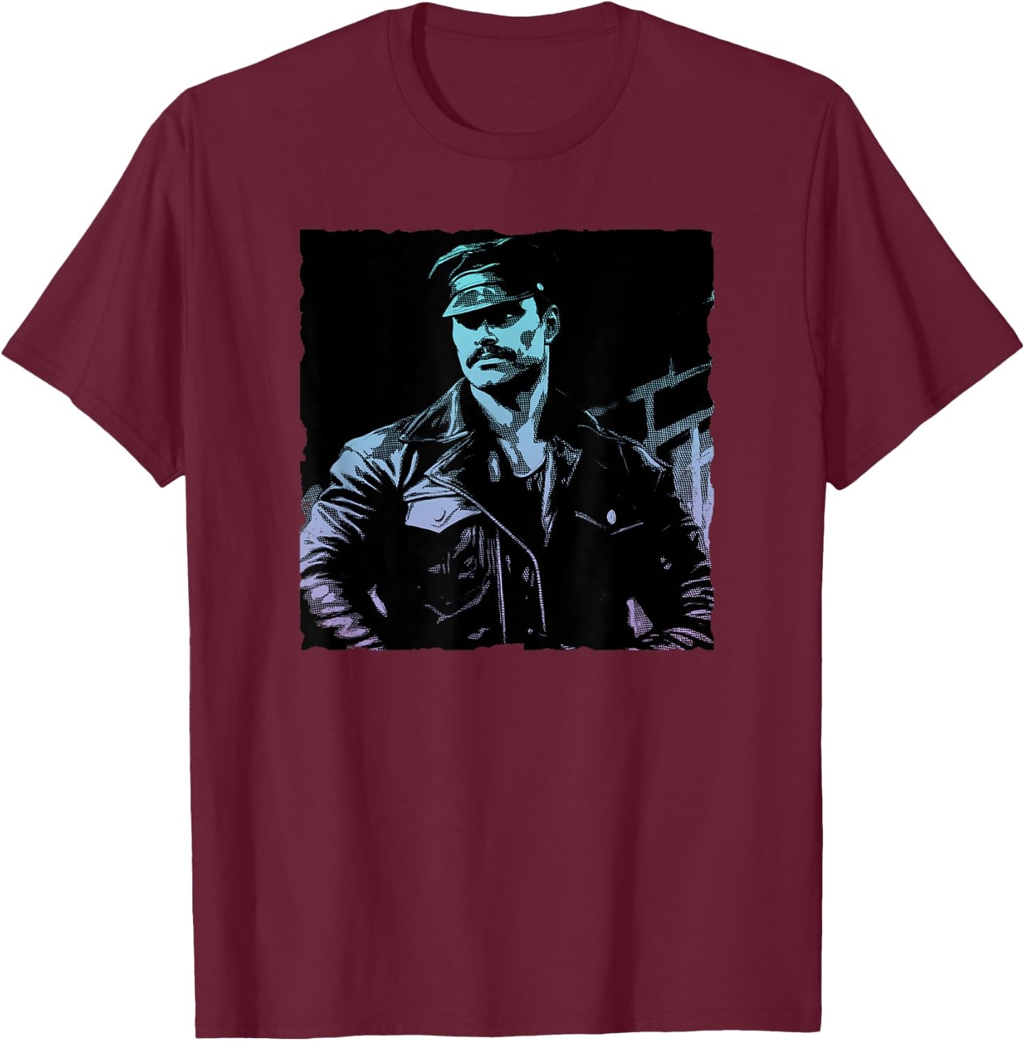 Retro Gay Daddy Leather Gay Biker - Bear Bearded Gay Pride T-Shirt - T-Shirt | Maroon