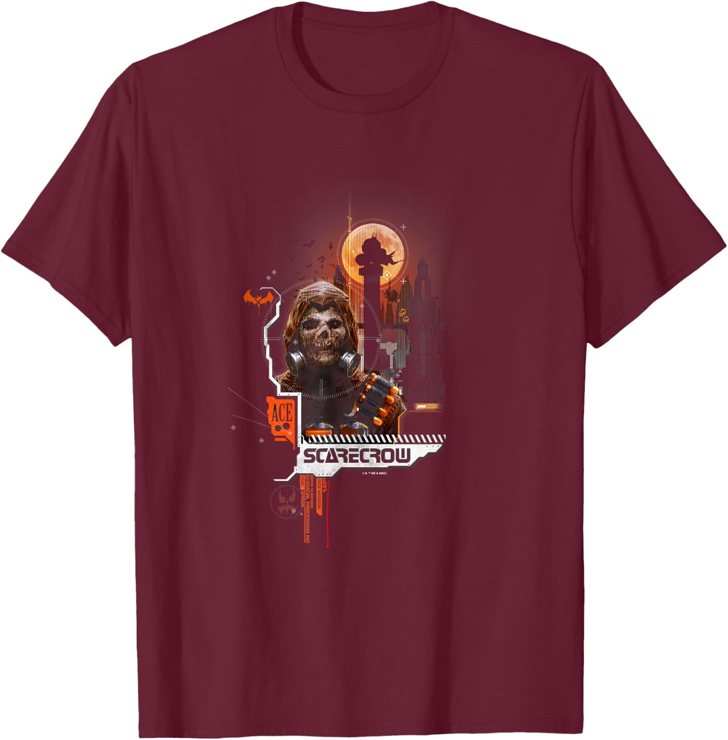 Batman: Arkham Knight Welcome To Gotham Scarecrow Ace T-Shirt - T-Shirt | Maroon