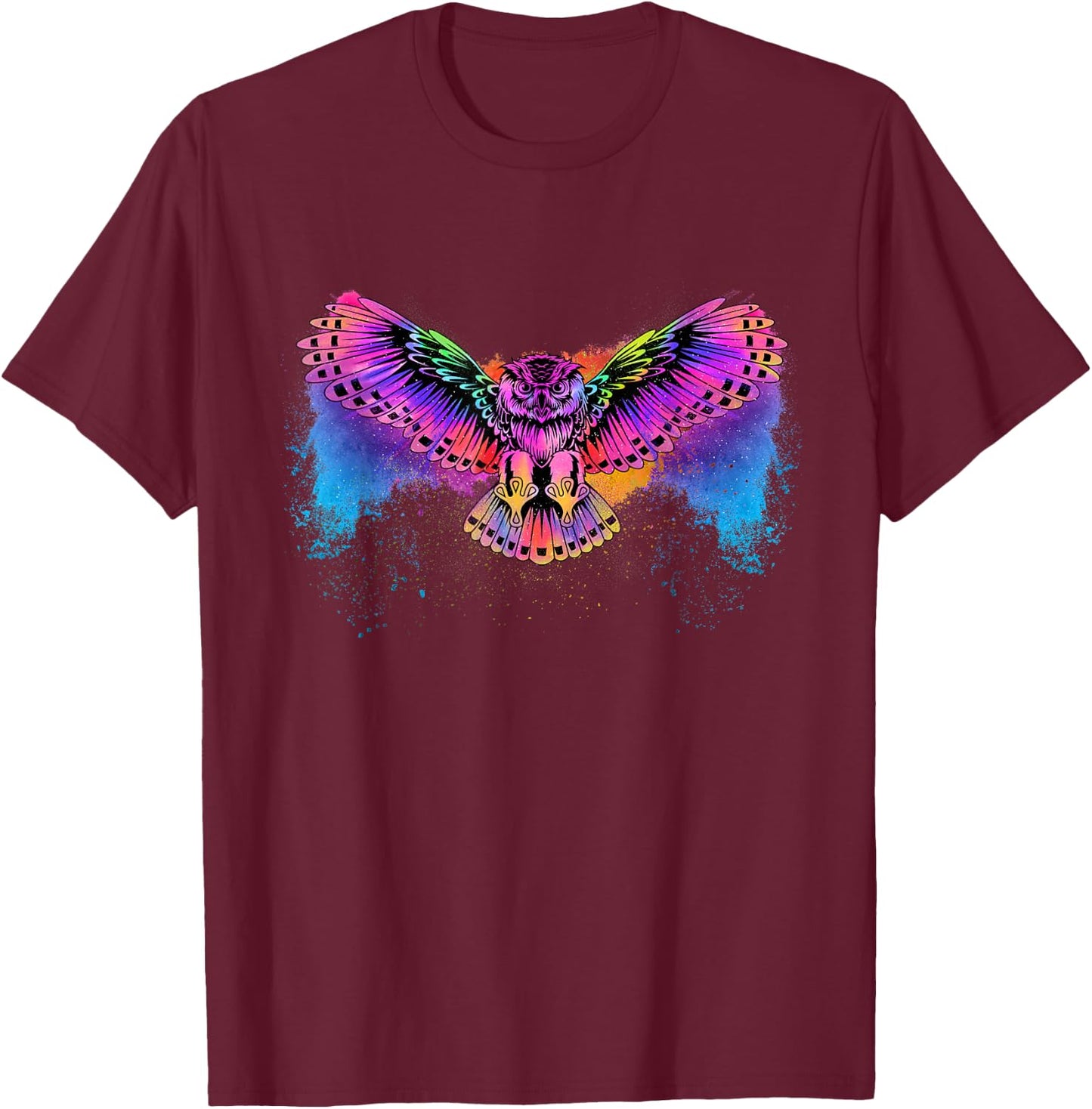 Flying Owl - Artistic Owlet Birds Animal Lover Ornithologist T-Shirt - T-Shirt | Maroon