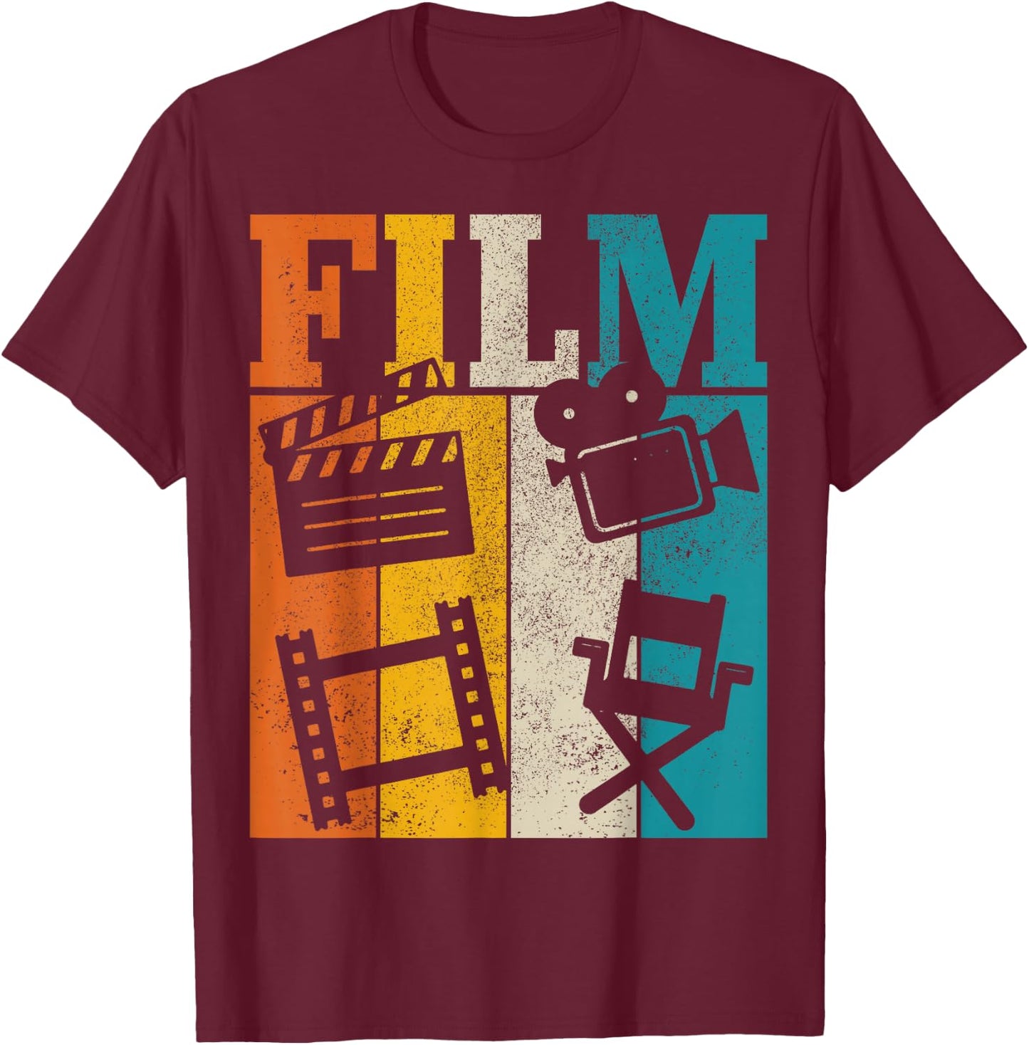 Filmmaker Movie Director Cameraman Vintage Film T-Shirt - T-Shirt | Maroon