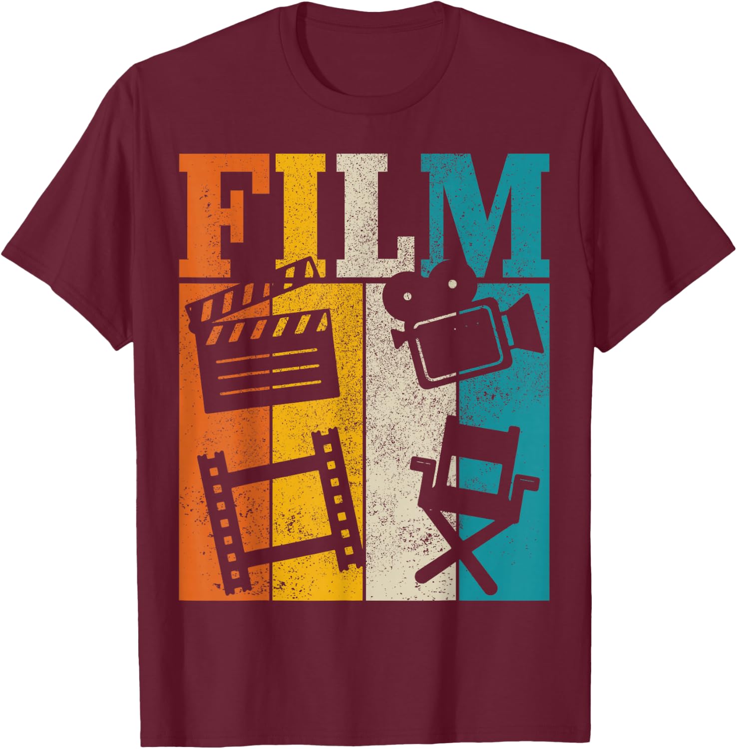 Filmmaker Movie Director Cameraman Vintage Film T-Shirt - T-Shirt | Maroon
