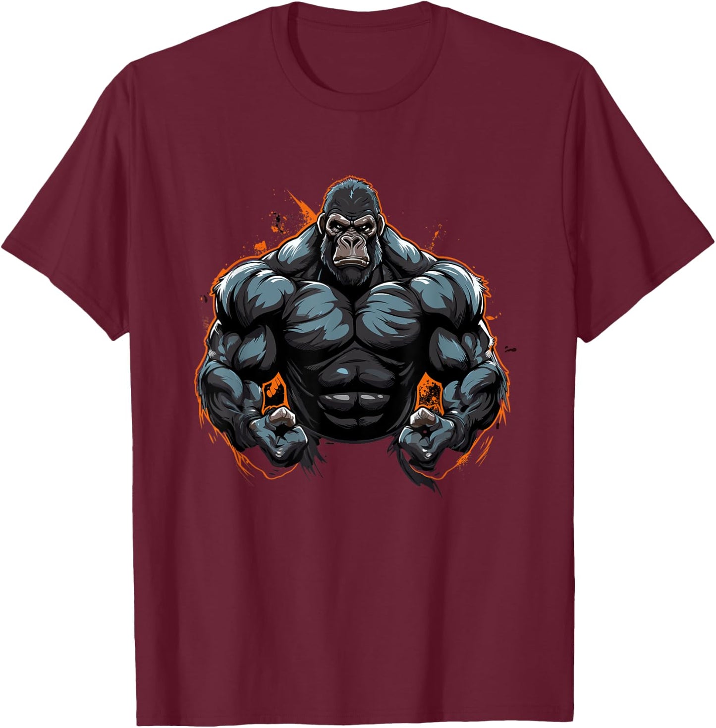 Gorilla Flexing, Weightlifting Gym Workout Bodybuilding T-Shirt - T-Shirt | Maroon