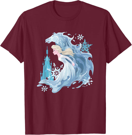 Frozen 2 - Elsa and Water Horse T-Shirt - T-Shirt | Maroon