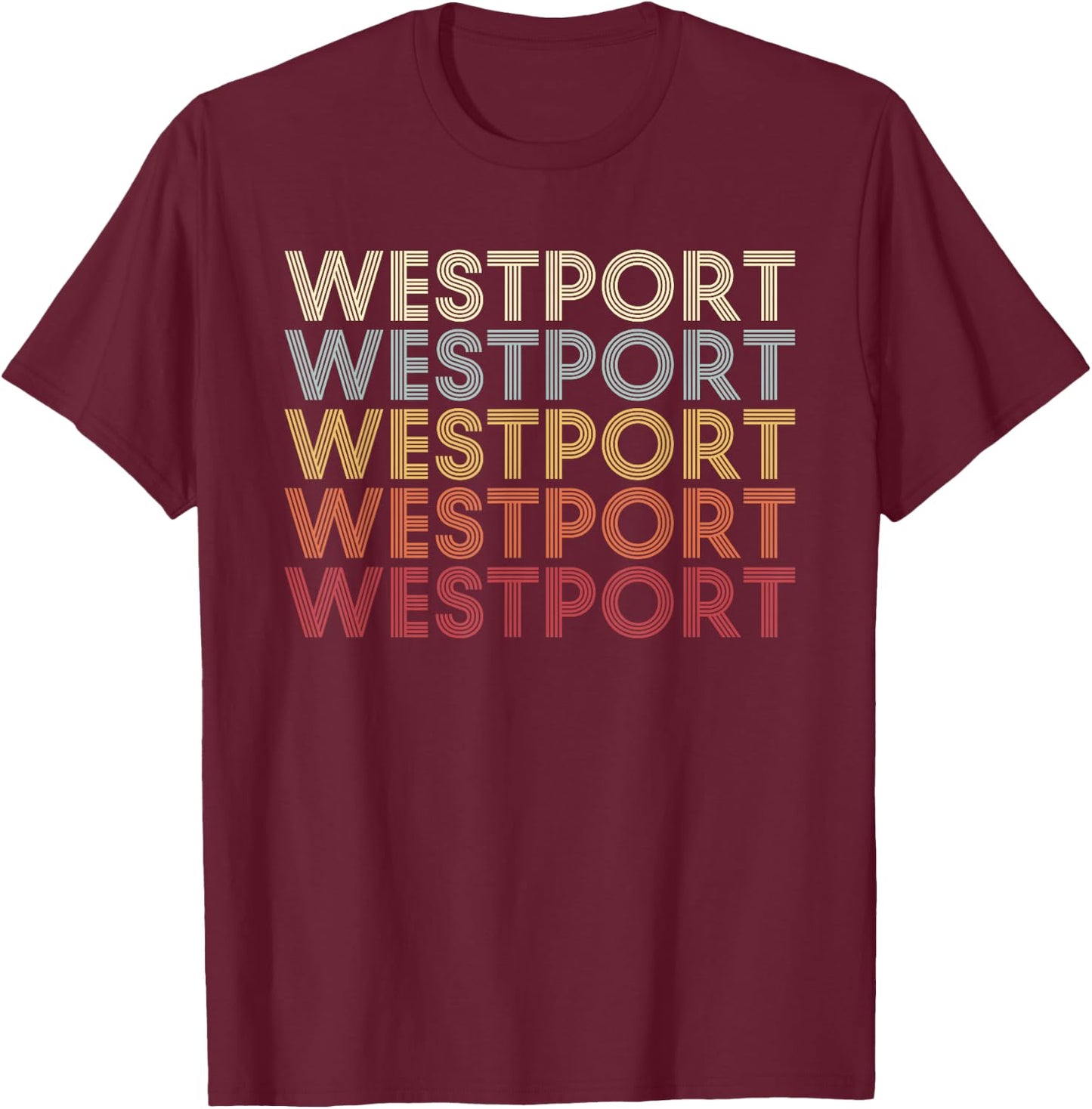 Westport Connecticut Westport CT Retro Vintage Text T-Shirt - T-Shirt | Maroon