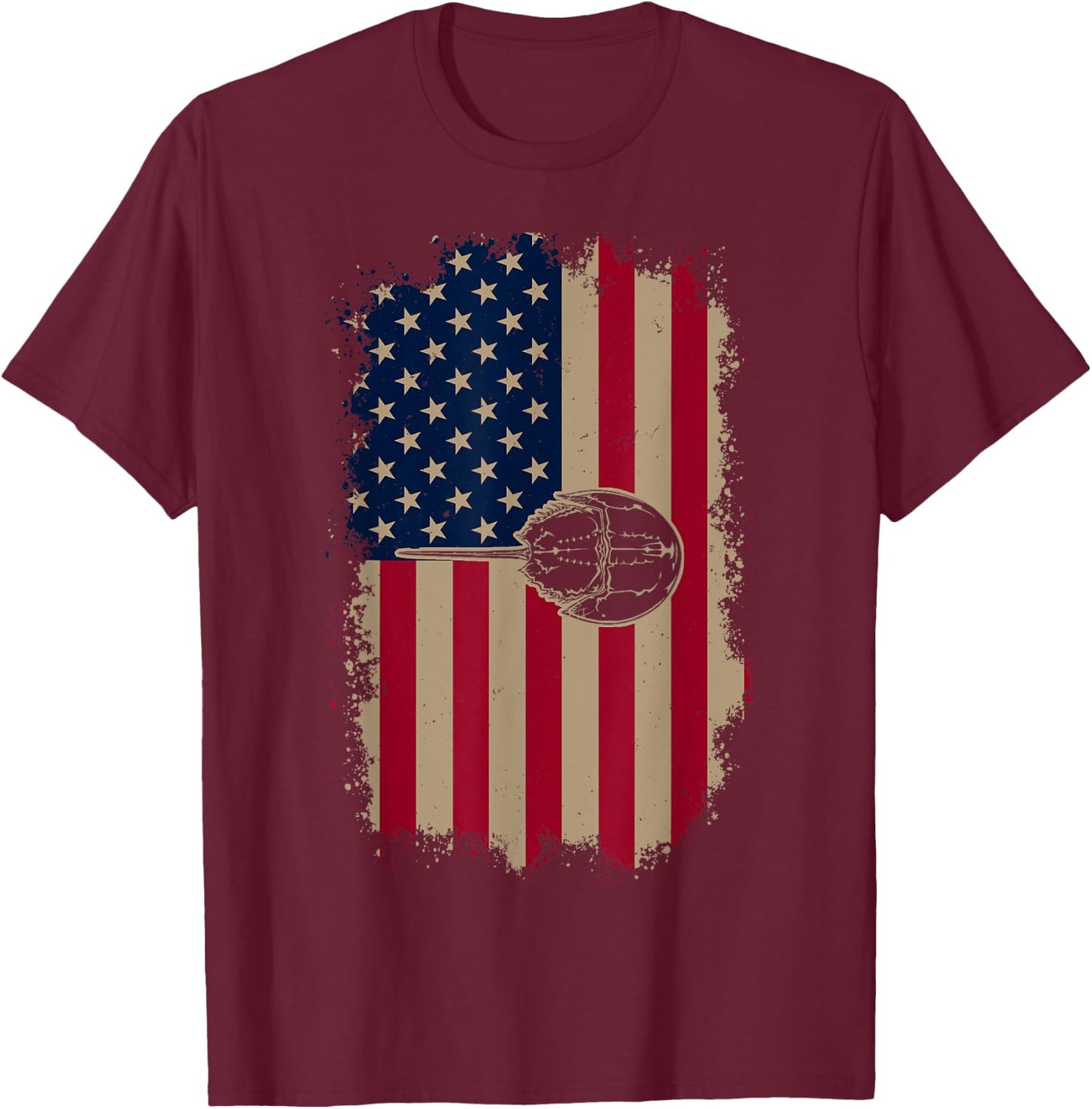 American US Flag Horseshoe Crab T-Shirt - T-Shirt | Maroon