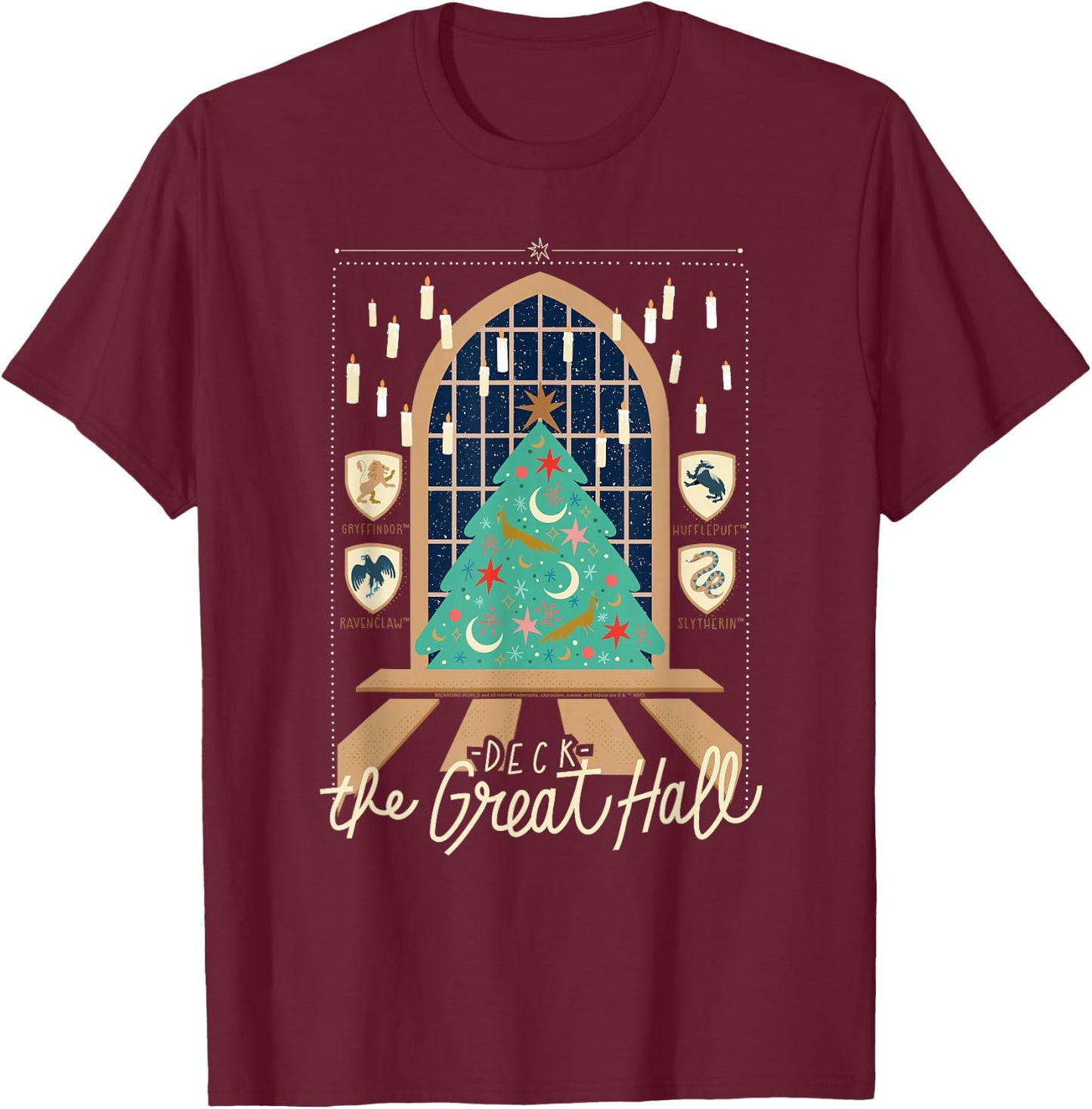 Harry Potter deck The Great Hall for Christmas T-Shirt - T-Shirt | Maroon