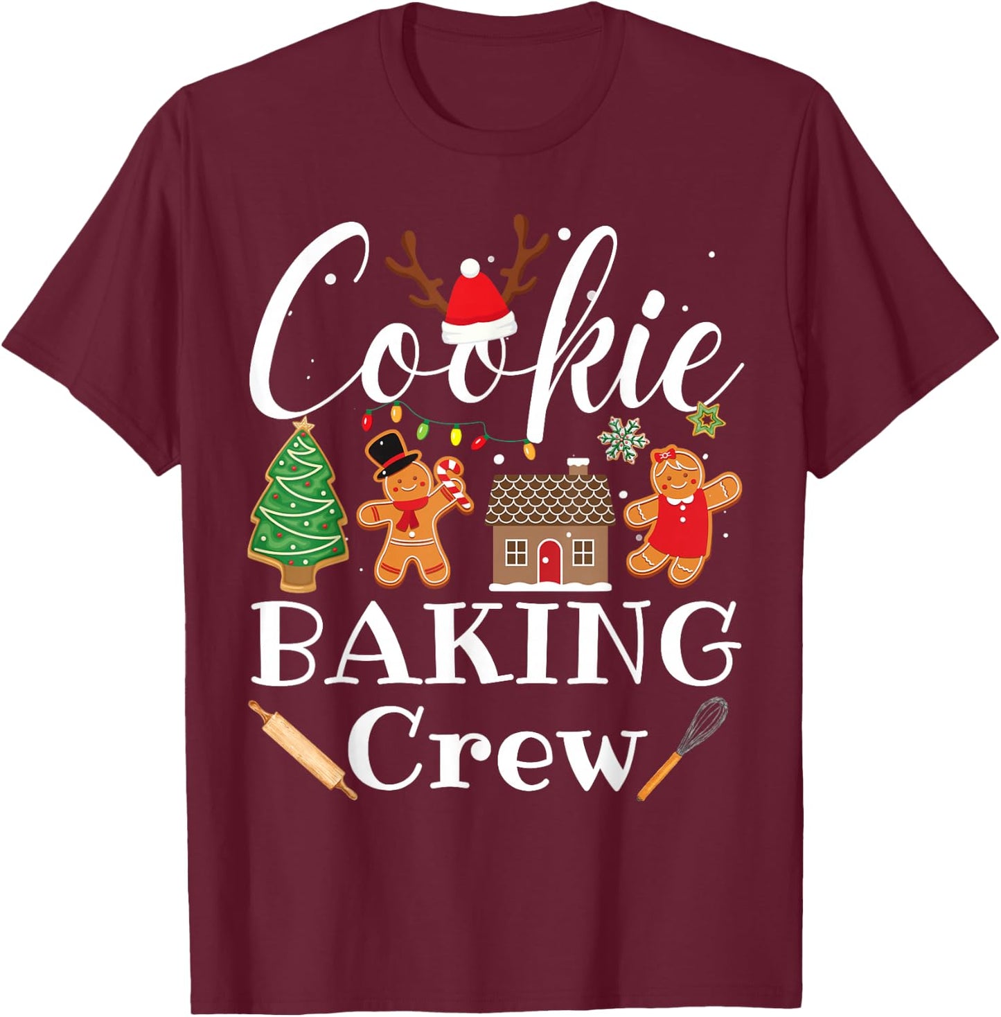 Christmas Cookie Baking Crew Family Baking Team Funny Cookie T-Shirt - T-Shirt | Maroon