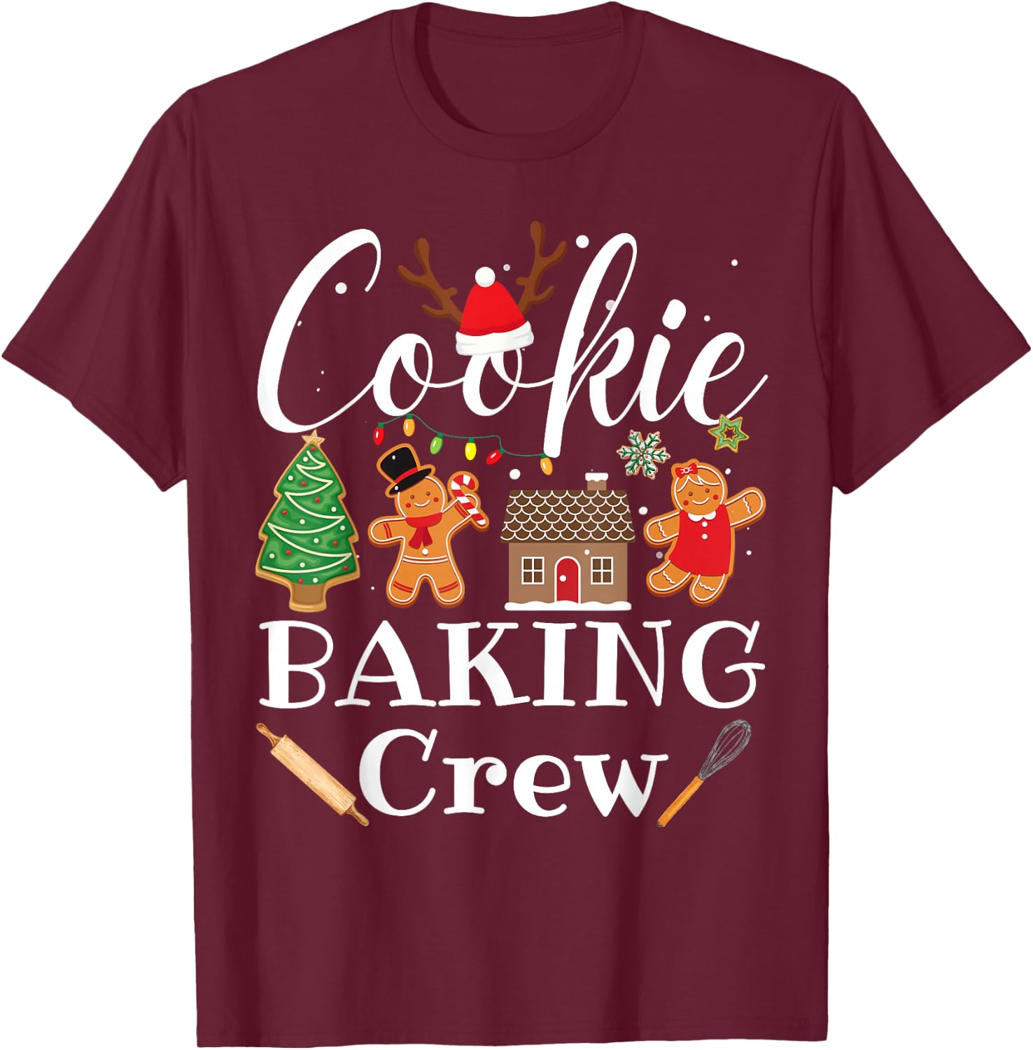 Christmas Cookie Baking Crew Family Baking Team Funny Cookie T-Shirt - T-Shirt | Maroon