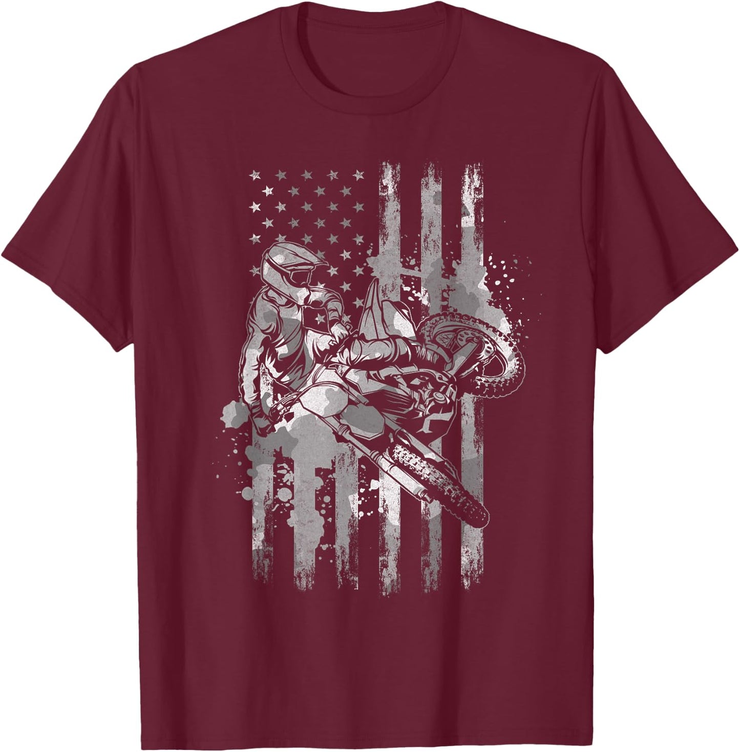 Freestyle Motocross American Flag I Motorcycle Supercross Women Men T-Shirt - T-Shirt | Maroon