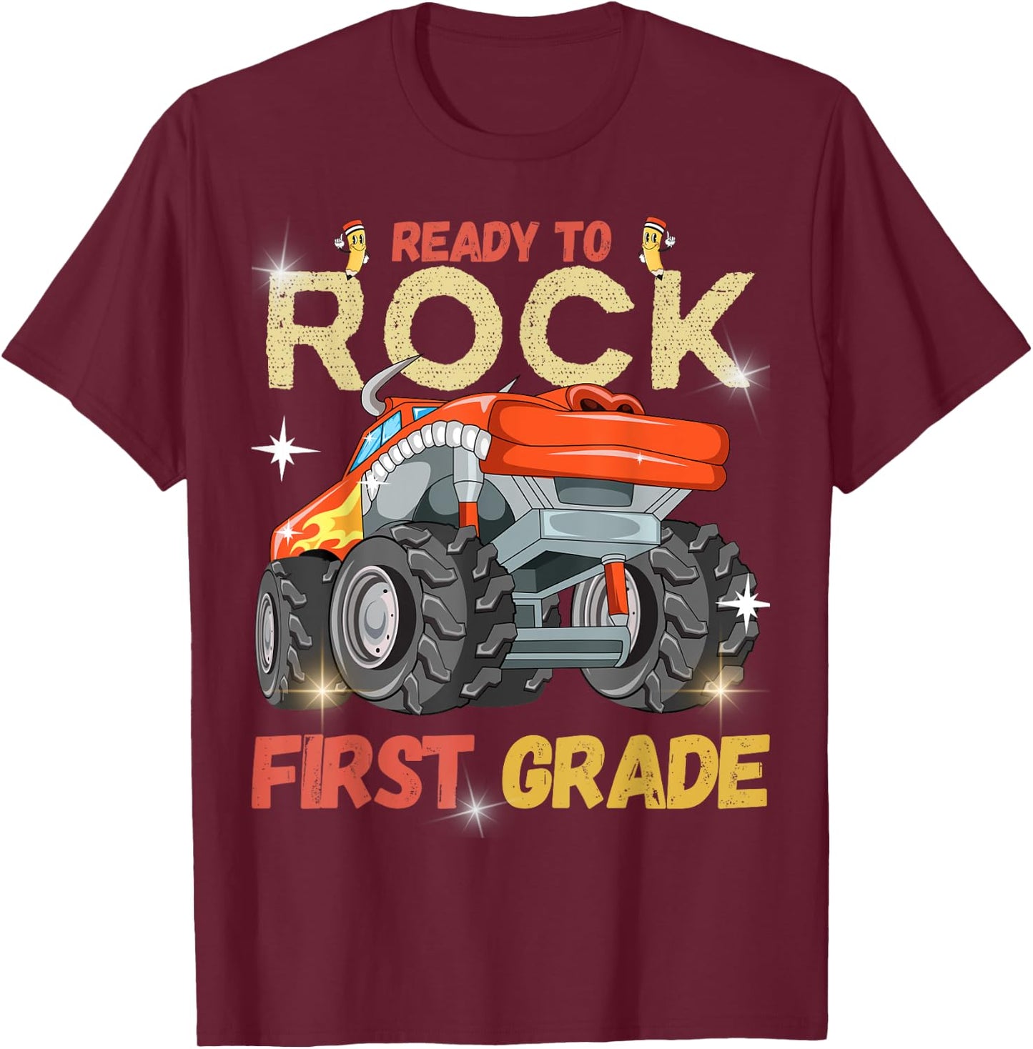 Ready to Rock First Grade First Day of First Grade for Kids T-Shirt - T-Shirt | Maroon
