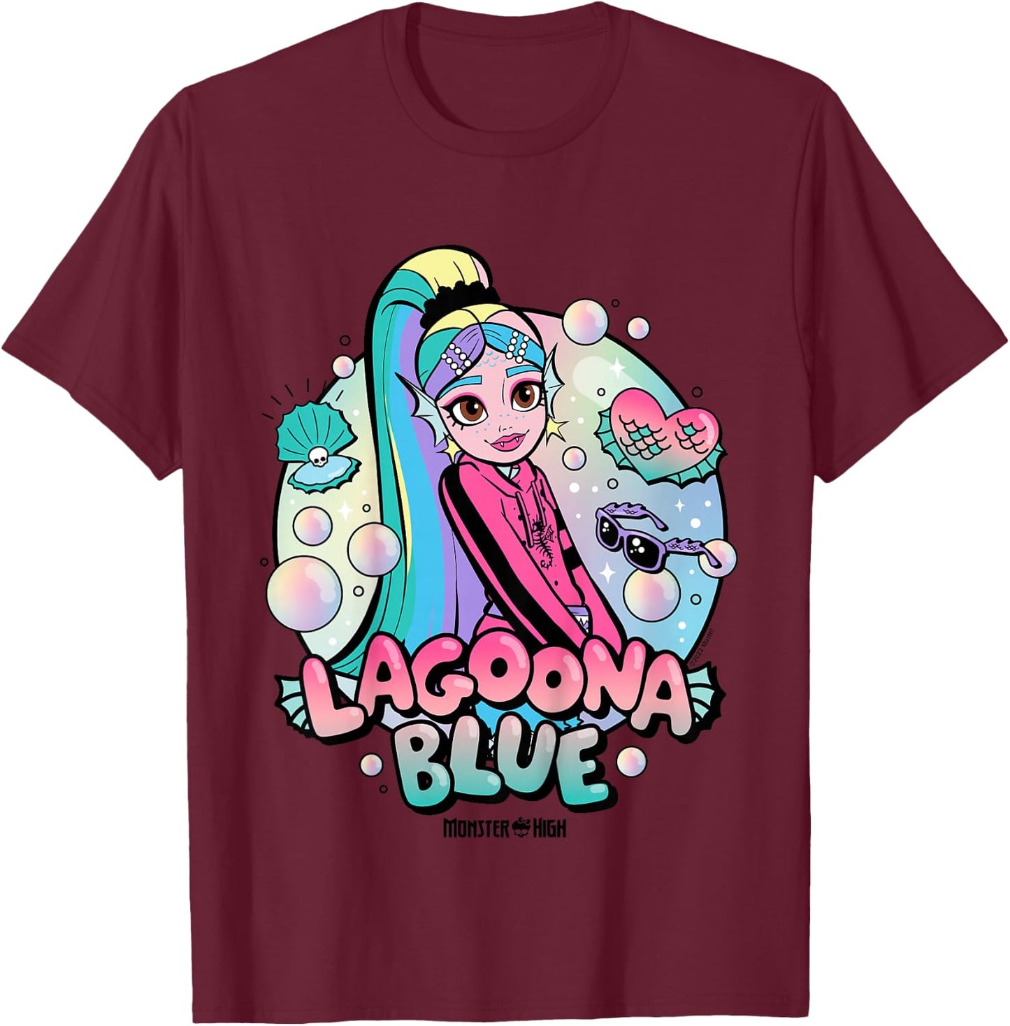 Kids Monster High - Lagoona Blue Bubbles T-Shirt - T-Shirt | Maroon