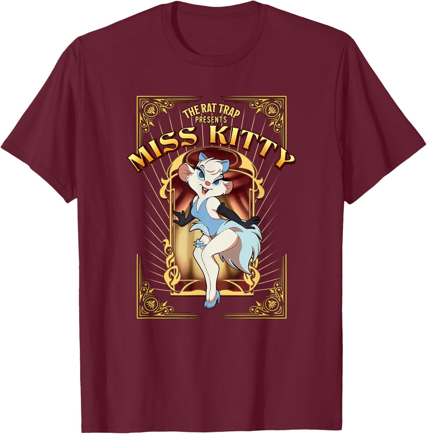 Disney The Great Mouse Detective Miss Kitty Classic Poster T-Shirt - T-Shirt | Maroon