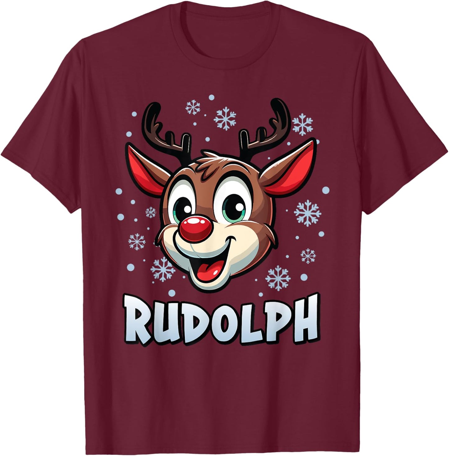 Santa’s Reindeer Rudolph Xmas Group Costume T-Shirt - T-Shirt | Maroon