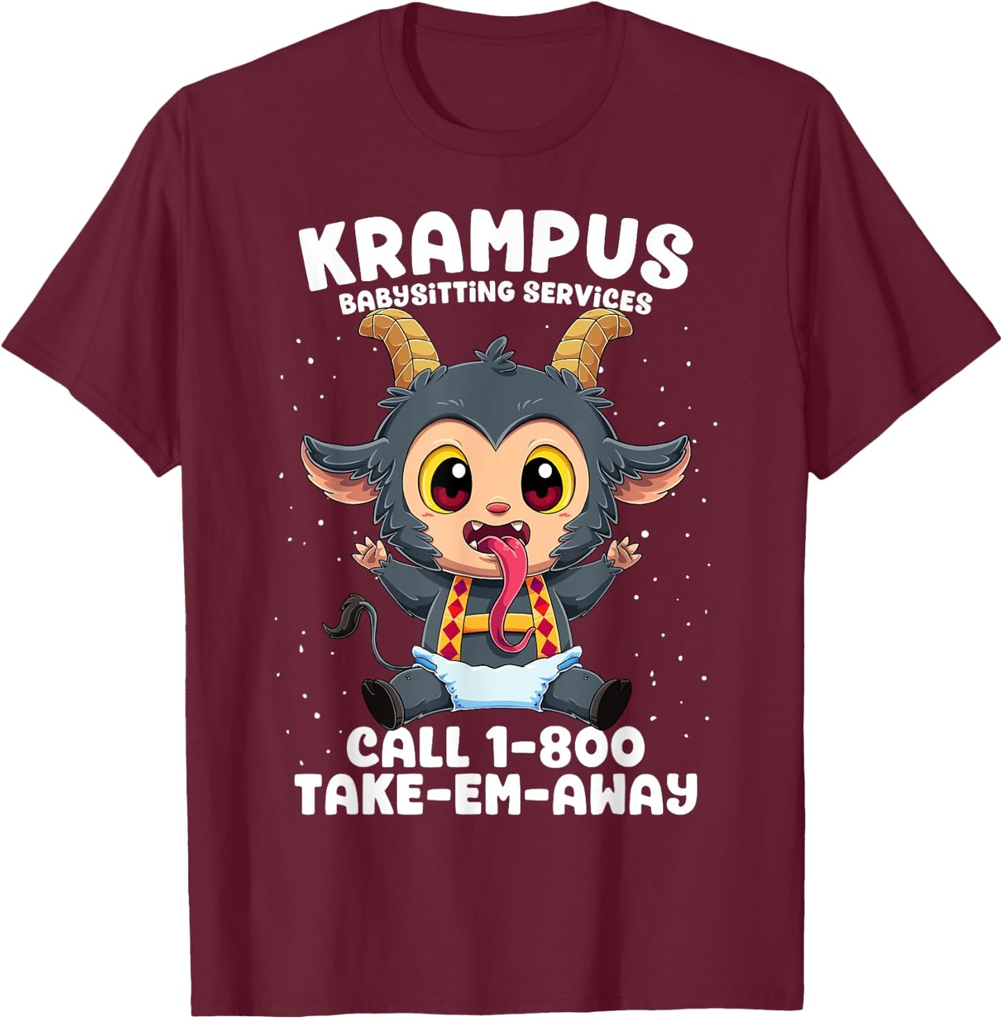 Krampus Babysitting Services Germanic Christmas Demon Horror T-Shirt - T-Shirt | Maroon