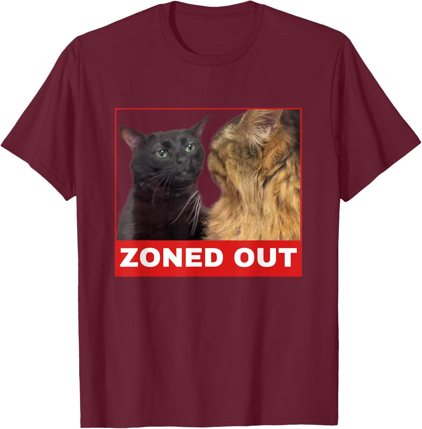 Black Cat Zoning Out , funny cat zoning meme Women Girls Kids T-Shirt - T-Shirt | Maroon