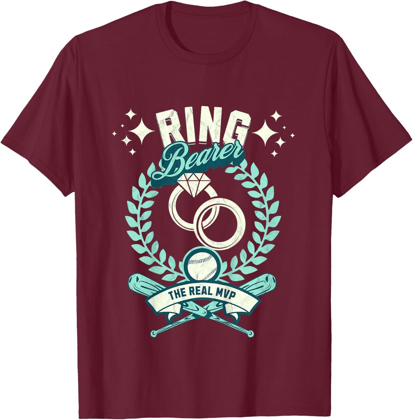 Kids The Real MVP Ring Bearer Gifts for Little Boys Baseball T-Shirt - T-Shirt | Maroon