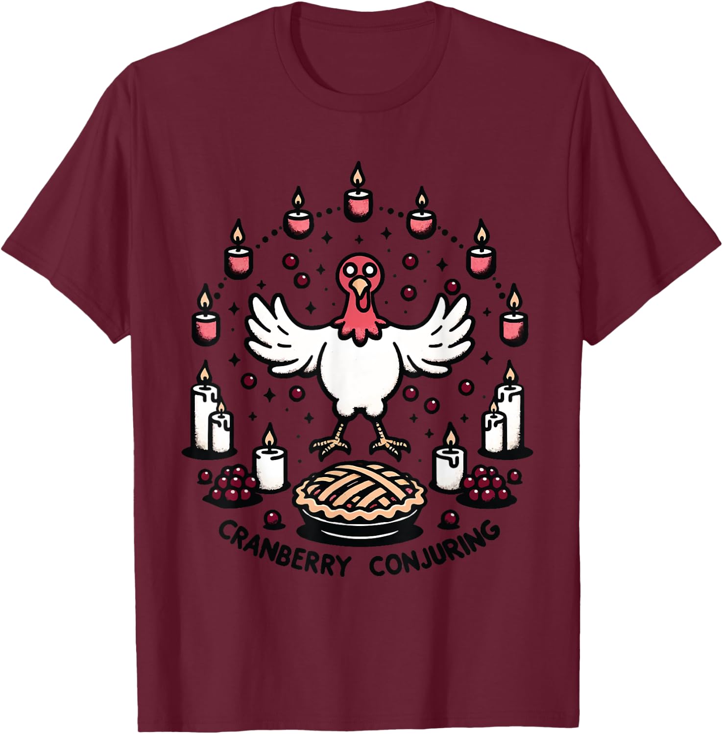 Cranberry Conjuring - Enchanted Thanksgiving Turkey Magic T-Shirt - T-Shirt | Maroon