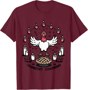 Cranberry Conjuring - Enchanted Thanksgiving Turkey Magic T-Shirt - T-Shirt | Maroon