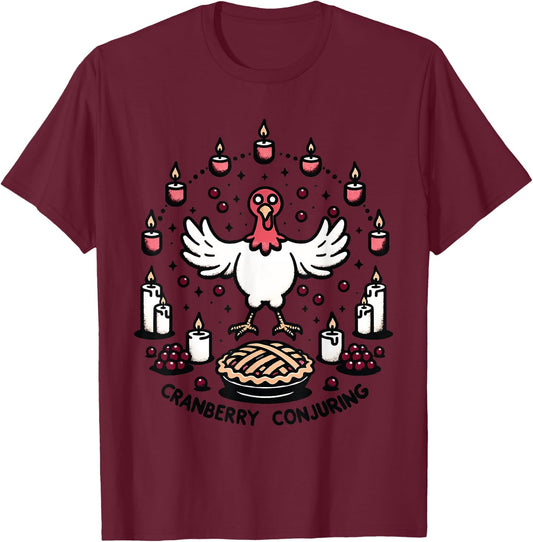 Cranberry Conjuring - Enchanted Thanksgiving Turkey Magic T-Shirt - T-Shirt | Maroon
