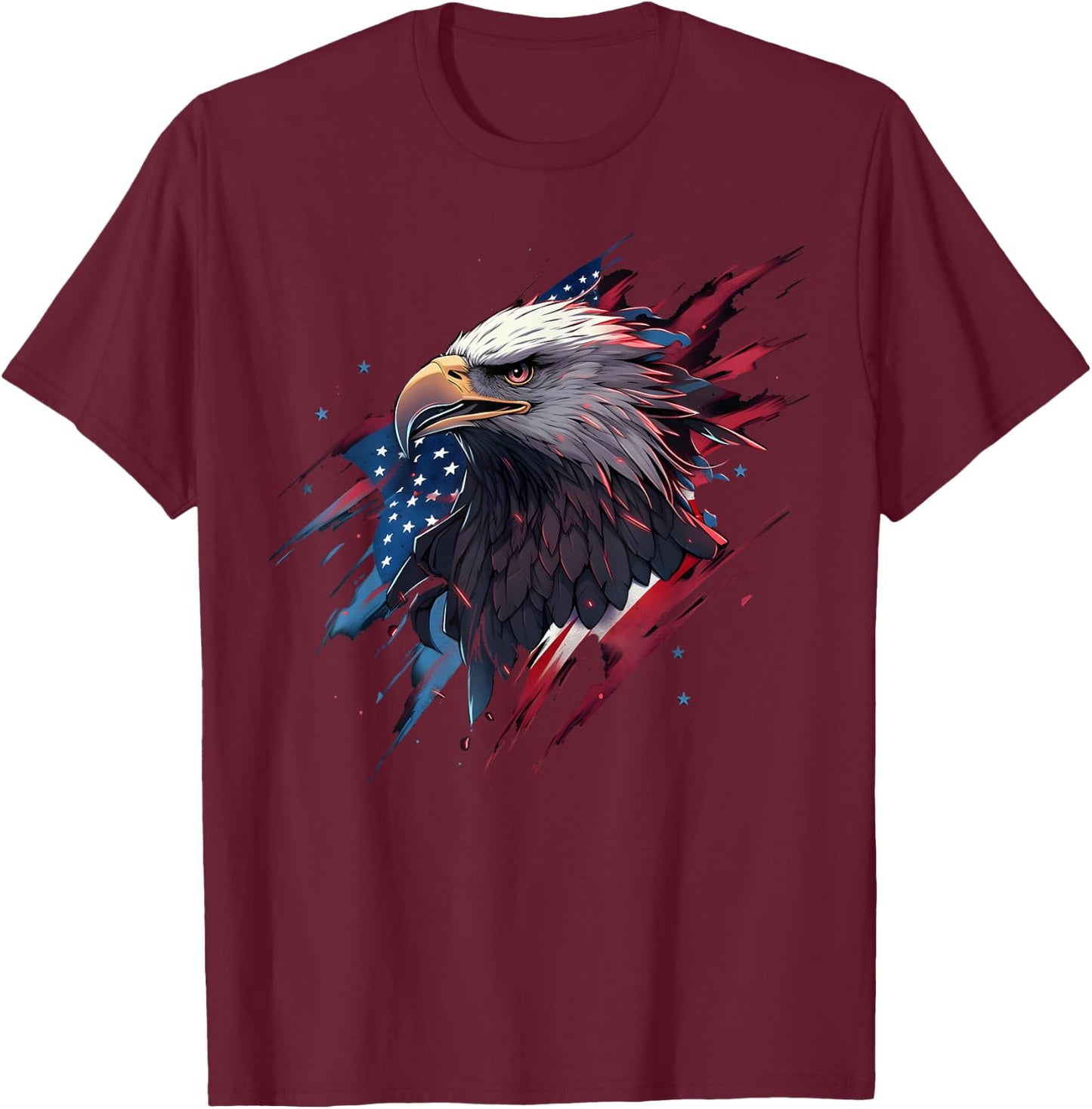Eagle Bird 4th of July American Flag Veterans Memorial T-Shirt - T-Shirt | Maroon