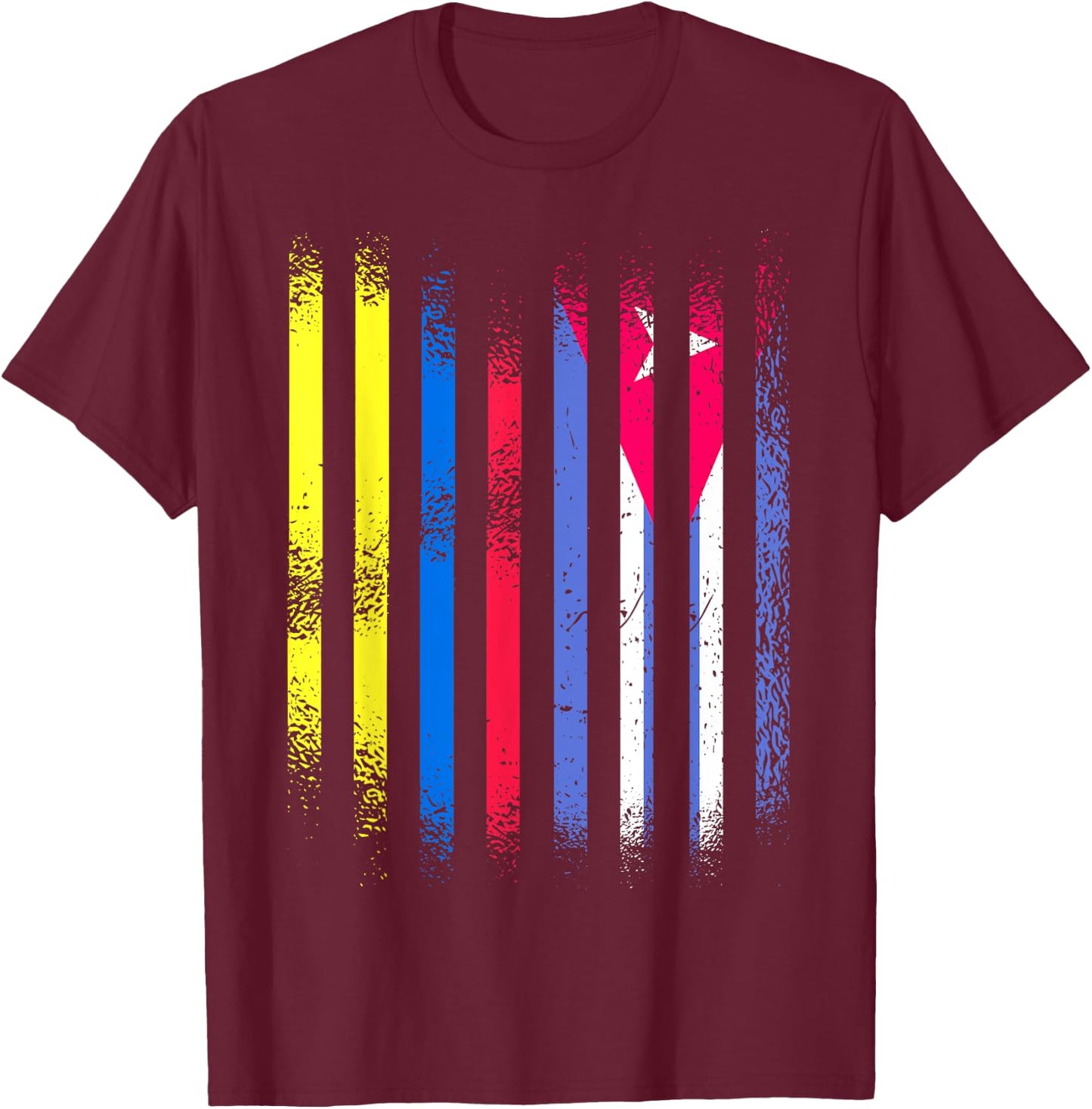 Colombia Flag Cuba Grown Country Flags Stripes T-Shirt - T-Shirt | Maroon