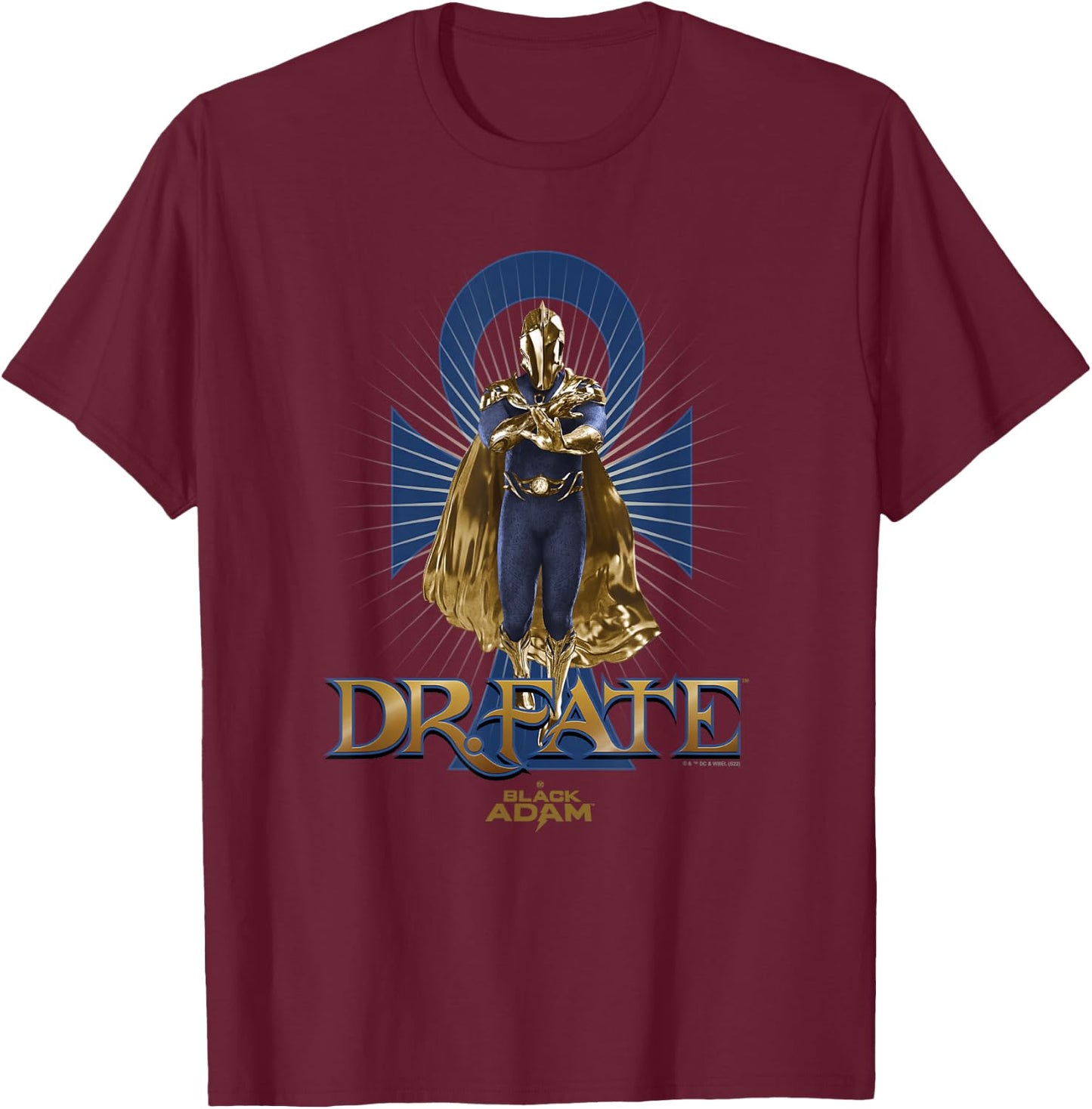 Black Adam Dr. Fate Ankh Background Poster T-Shirt - T-Shirt | Maroon