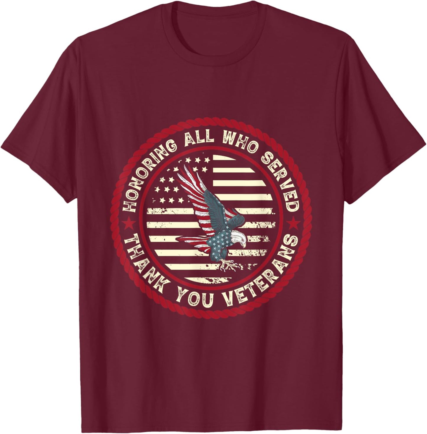U.S. Veterans Honoring All Who Served Thank You Veterans T-Shirt - T-Shirt | Maroon