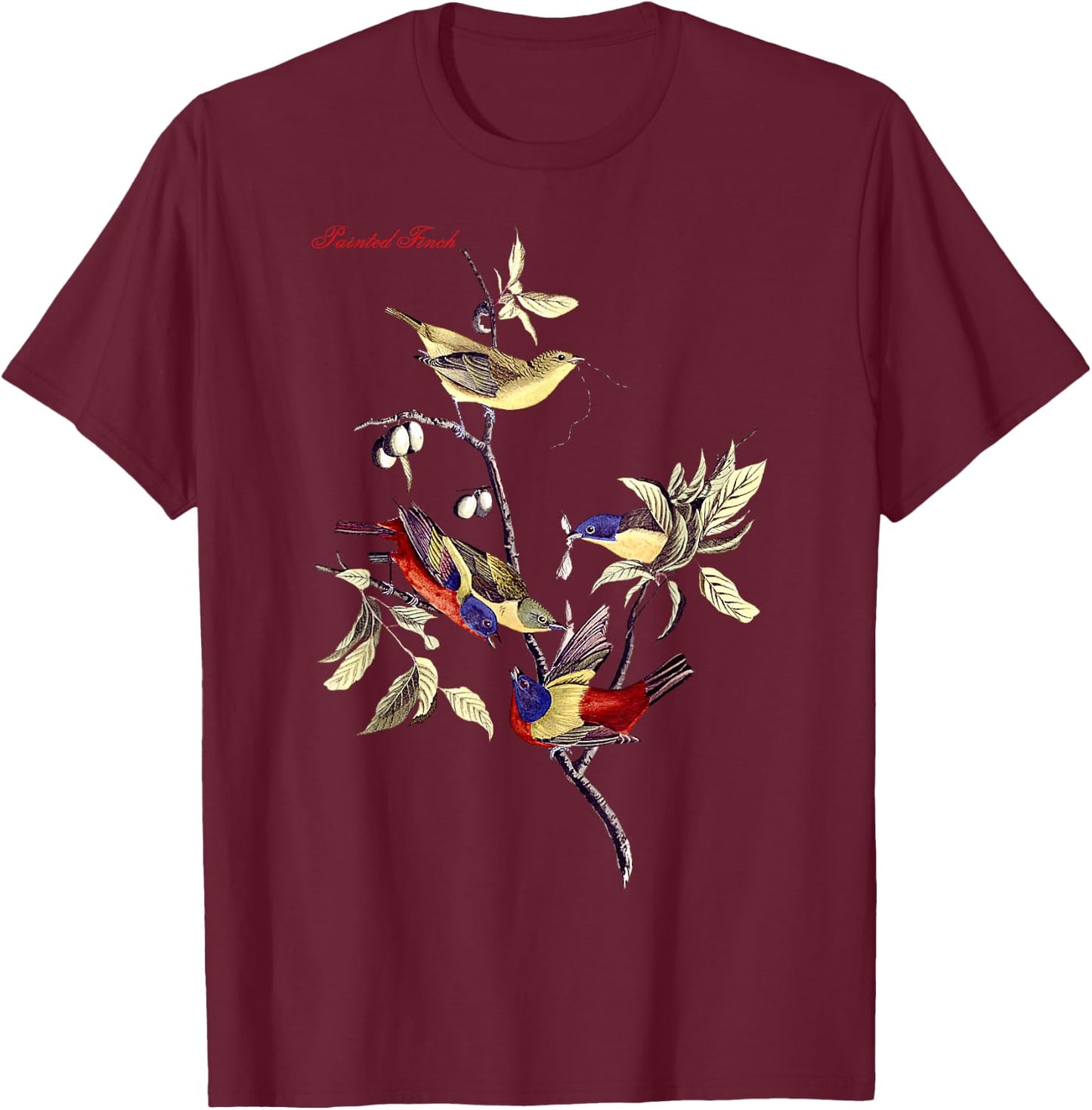 Audubon Painted Finch North American Birds Education Nature T-Shirt - T-Shirt | Maroon