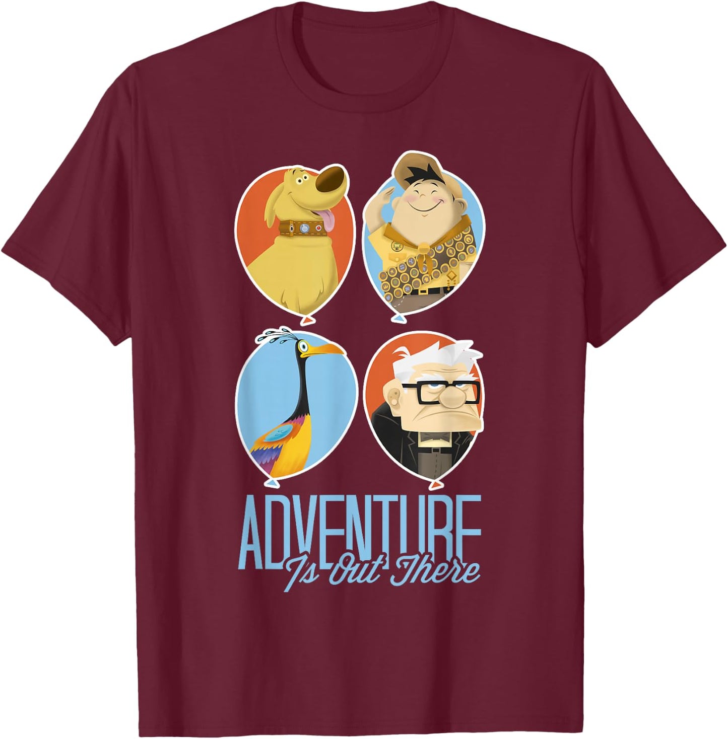 Disney Pixar Up Adventure Is Out There Four Balloons T-Shirt - T-Shirt | Maroon