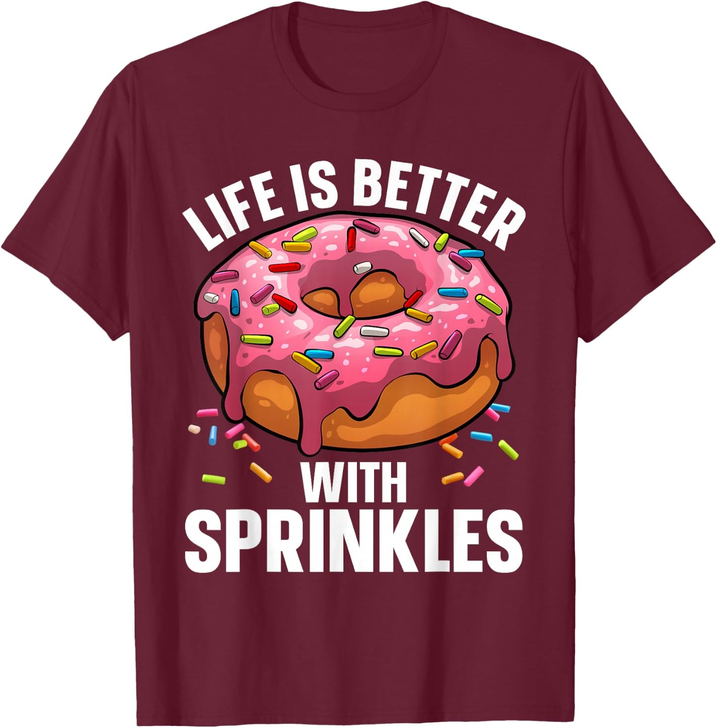 Cool Donut Design Women Kids Doughnut Donut Lover T-Shirt - T-Shirt | Maroon