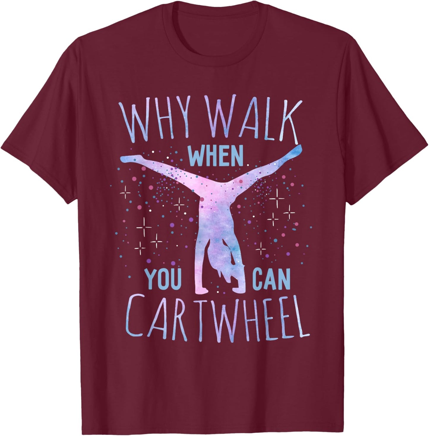 Cartwheel Gymnast Girl : Classic Fit, Tie-Dye, Short Sleeve - Black T-Shirt - T-Shirt | Maroon