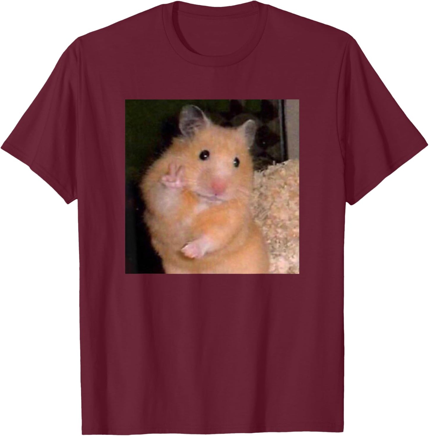 Hamster Meme Peace Sign Funny Pet Owner Trendy T-Shirt - T-Shirt | Maroon