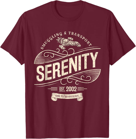 Vintage Serenity Smuggling And Transport Firefly New T-Shirt - T-Shirt | Maroon