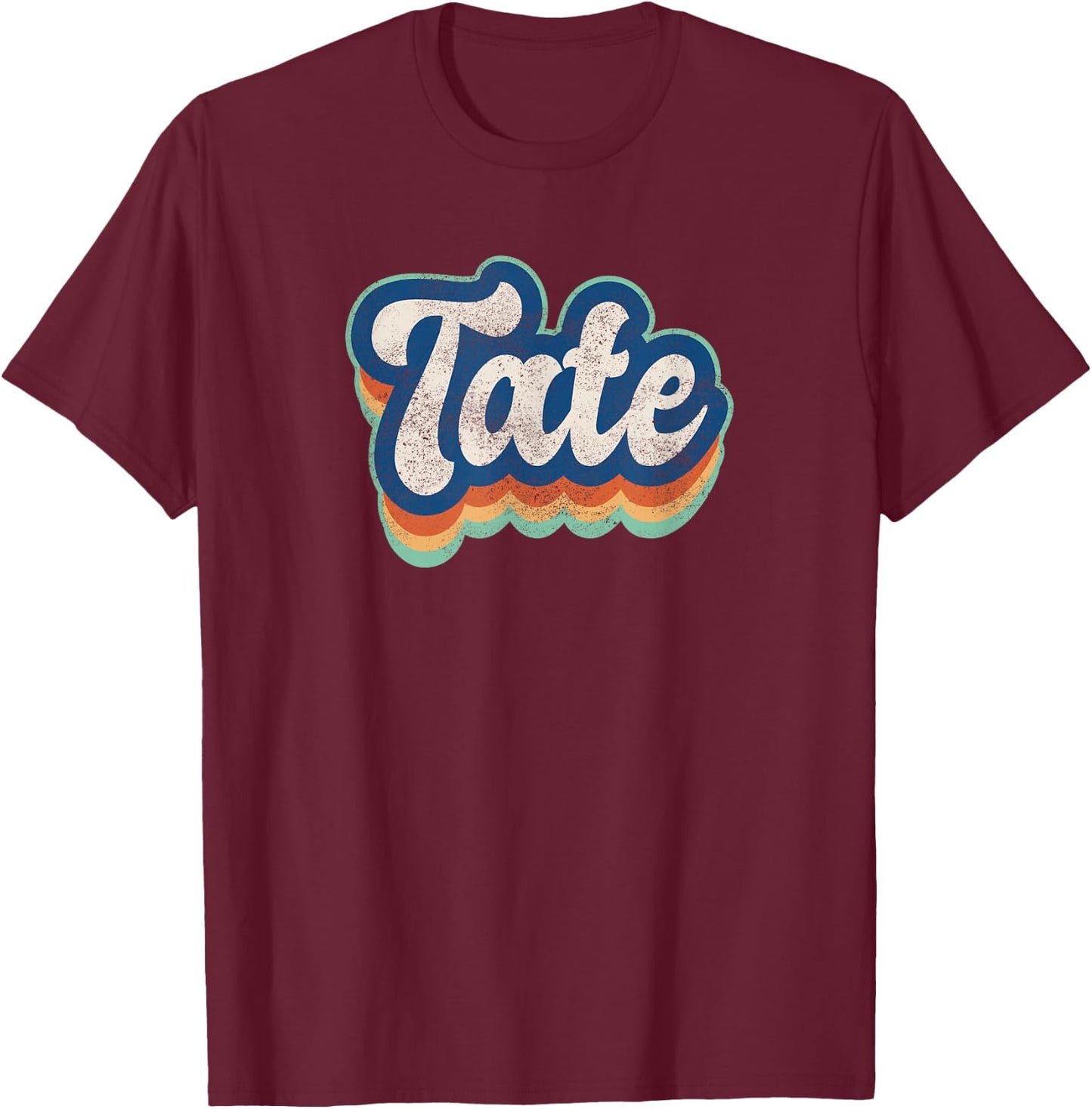 Tate First Name Boy Vintage Style 70s 80s Personalized T-Shirt - T-Shirt | Maroon