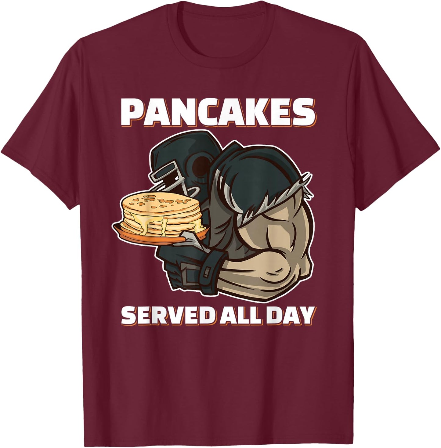 Pancakes Served All Day Football Offensive Lineman Pancake T-Shirt - T-Shirt | Maroon