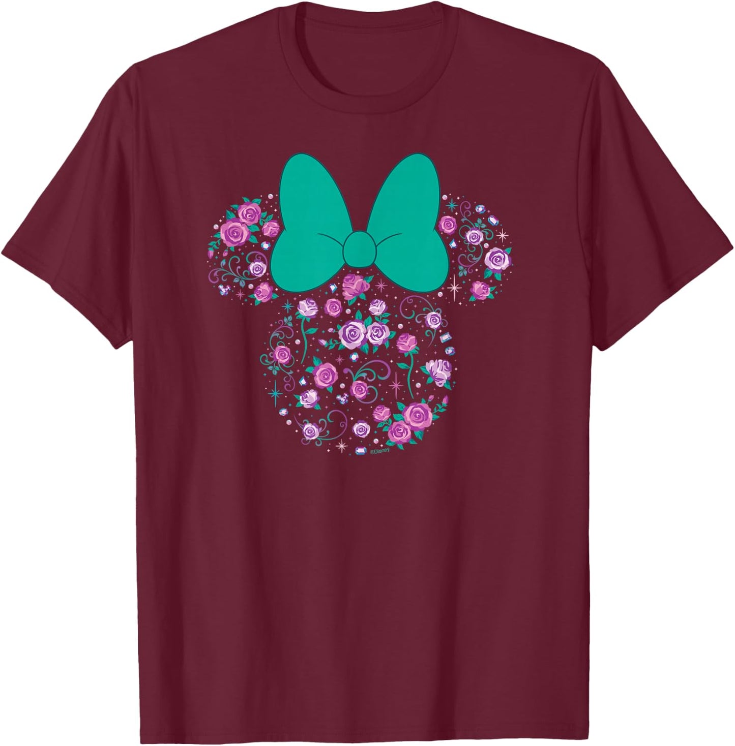 Disney Minnie Mouse June Birth Month Birthstone & Flowers T-Shirt - T-Shirt | Maroon