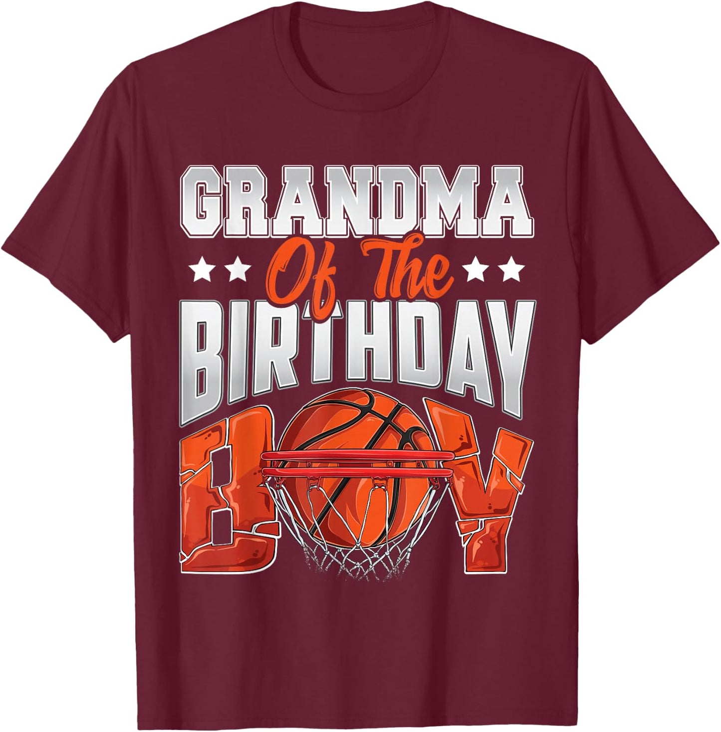 Grandma Basketball Birthday Boy Family Baller b-Day Party T-Shirt - T-Shirt | Maroon